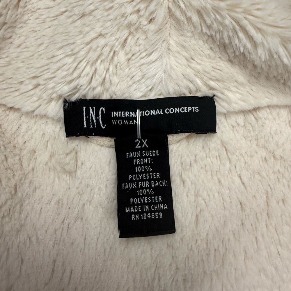 INC International Concepts Cream Faux Shearling Wrap Jacket 2X - Picture 7 of 12